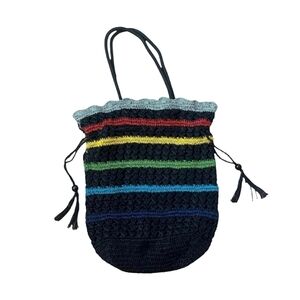 Sun N Sand Large Sized Oversized Striped Crochet Tote Bag Beach Bag Purse